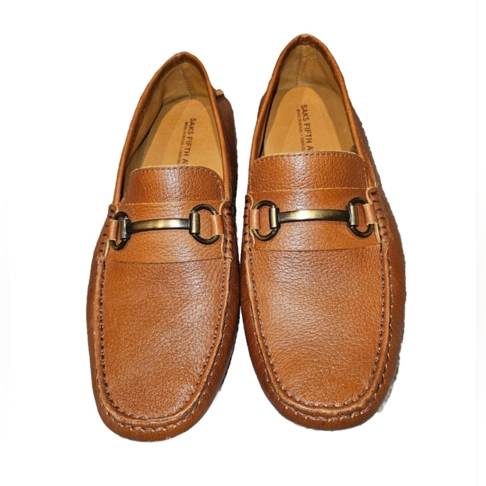 Saks Fifth Avenue Cognac Leather Bit Loafers - Picture 6 of 6